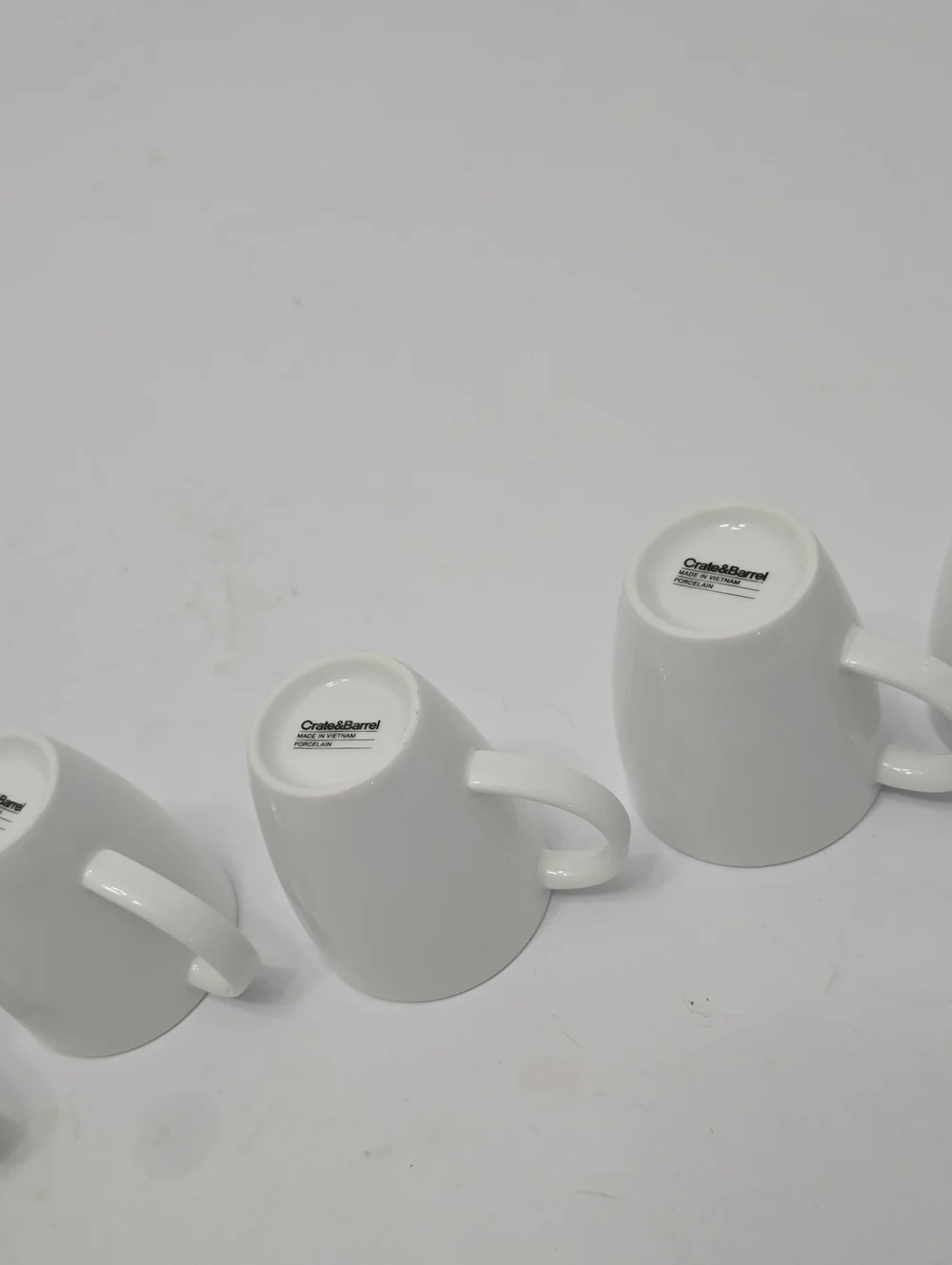 Crate & Barrel Set Of 7 Porcelain White Small Espresso Cups